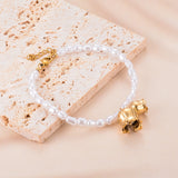 French Sweet Pearl Bracelet with Flower Charm Bangle for Women