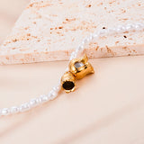 French Sweet Pearl Bracelet with Flower Charm Bangle for Women