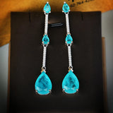 Zircon Paraiba Gem Silver Earrings for Women