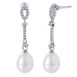 Pearl Drop Earrings 925 Silver CZ Style Jewelry Gift