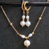 Pearl Necklace Earring Set Chakra Quartz Silver Wedding Beads