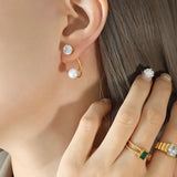 Freshwater Pearl Earrings Zircon Plated Jewelry Romantic Wedding Gift