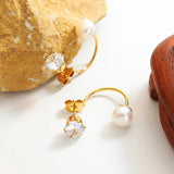 Freshwater Pearl Earrings Zircon Plated Jewelry Romantic Wedding Gift