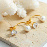 Freshwater Pearl Earrings Zircon Plated Jewelry Romantic Wedding Gift