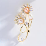 Freshwater Pearl Flower Brooch Pin CZ Brooches Women Coat Accessories