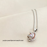Freshwater Pearl Pendant Necklace 925 Sterling Silver Chain Cage Pendant