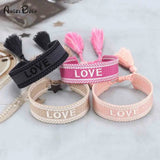 Embroidered Letter Tassel Bracelet Hand-woven Lucky Charm Bracelet