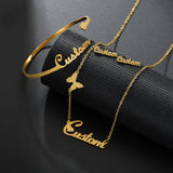 Frosted Custom Butterfly Crown Nameplate Necklace