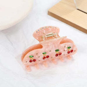 Cherry Crystal Hair Claw for Women Acetate Claw Clip Hair Accessory