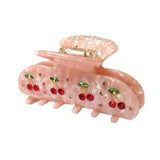 Cherry Crystal Hair Claw for Women Acetate Claw Clip Hair Accessory
