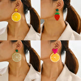 Tangerine Strawberry Acrylic Dangle Earrings