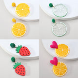 Tangerine Strawberry Acrylic Dangle Earrings