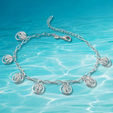 925 Sterling Silver Crown Anklet Women's Birthday Accessory