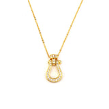 Rhinestone CZ Buckle Knot Pendant Necklace