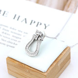 Rhinestone CZ Buckle Knot Pendant Necklace