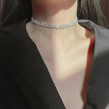 Rhinestone Choker Necklace Geometric Crystal Party Jewelry
