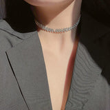 Rhinestone Choker Necklace Geometric Crystal Party Jewelry