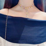 Rhinestone Choker Necklace for Women Statement Jewelry Party Gift