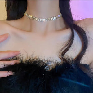 Rhinestone Necklace Geometric Crystal Wedding Jewelry