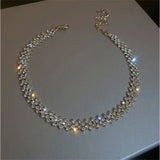 Rhinestone Necklace Geometric Crystal Wedding Jewelry