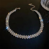 Rhinestone Necklace Geometric Crystal Wedding Jewelry