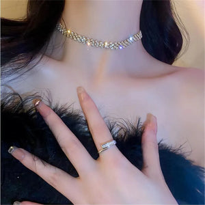 Rhinestone Necklace Geometric Crystal Wedding Jewelry
