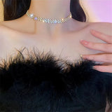 Rhinestone Necklace Geometric Crystal Wedding Jewelry
