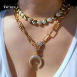 Zircon Lightning Pendant Necklace Gold Chain Choker Hip Hop Women Couple Jewelry
