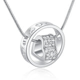Crystal Heart Circle Snake Chain Necklace Pendant
