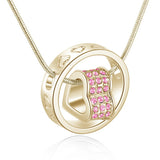 Crystal Heart Circle Snake Chain Necklace Pendant