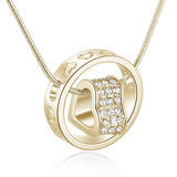 Crystal Heart Circle Snake Chain Necklace Pendant