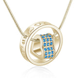 Crystal Heart Circle Snake Chain Necklace Pendant