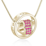 Crystal Heart Circle Snake Chain Necklace Pendant