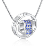 Crystal Heart Circle Snake Chain Necklace Pendant