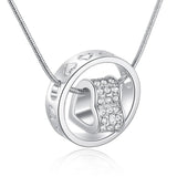 Crystal Heart Circle Snake Chain Necklace Pendant