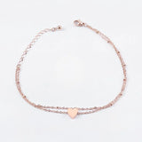 Double Layer Heart Anklet Adjustable Chain