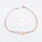 Double Layer Heart Anklet Adjustable Chain