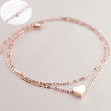 Double Layer Heart Anklet Adjustable Chain