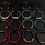 Stainless Steel Gemstone Bracelet with Leather
