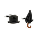 Chaplin Cap & Umbrella Cuff Links - Brass Material