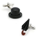 Chaplin Cap & Umbrella Cuff Links - Brass Material