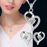 925 Silver Heart Jewelry Set For Girls Engagement Party