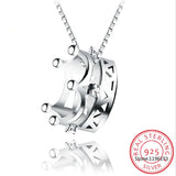 925 Silver Zirconia Crown Pendant Necklace for Women Bijoux Jewelry