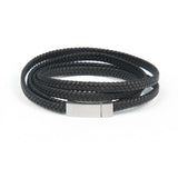 Men's Stainless Steel Leather Bracelets Multilayer Braided Rope Jewelry