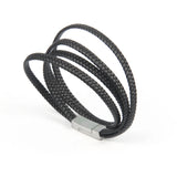 Men's Stainless Steel Leather Bracelets Multilayer Braided Rope Jewelry