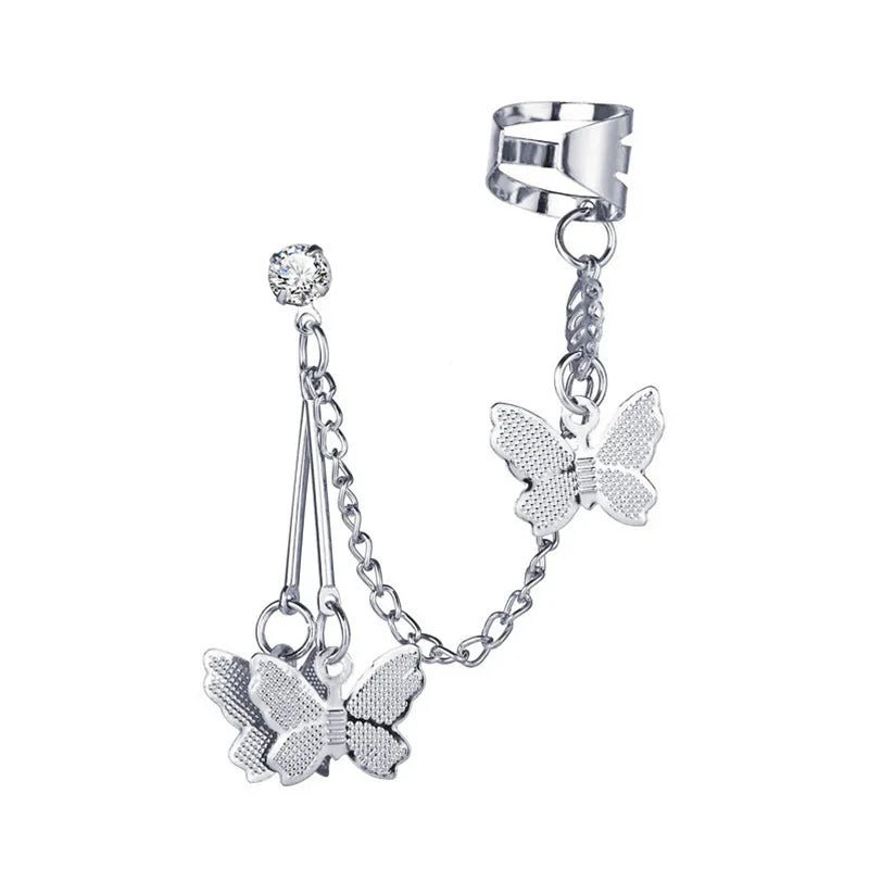Geometric Butterfly Clip Earring For Teens Women Ear Cuffs Jewelry