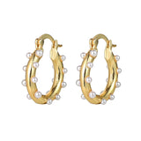 Geometric Circle Pearl Hoop Earrings & Silver Drop Earrings Gift