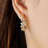 Geometric Circle Pearl Hoop Earrings & Silver Drop Earrings Gift
