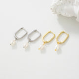 Geometric Natural Pearl Drop Earrings Fine Jewelry Gift