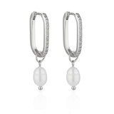 Geometric Natural Pearl Drop Earrings Fine Jewelry Gift